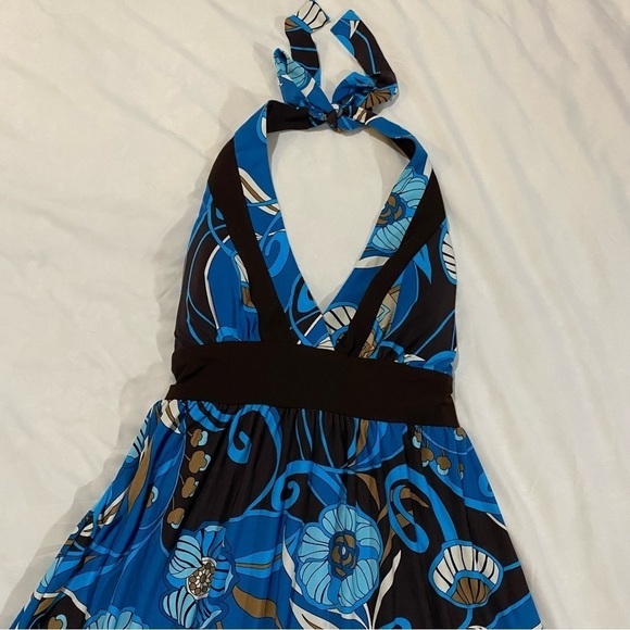 Le Chateu Maxi blue low back summer beach casual party long floral boho dress - Picture 2 of 6